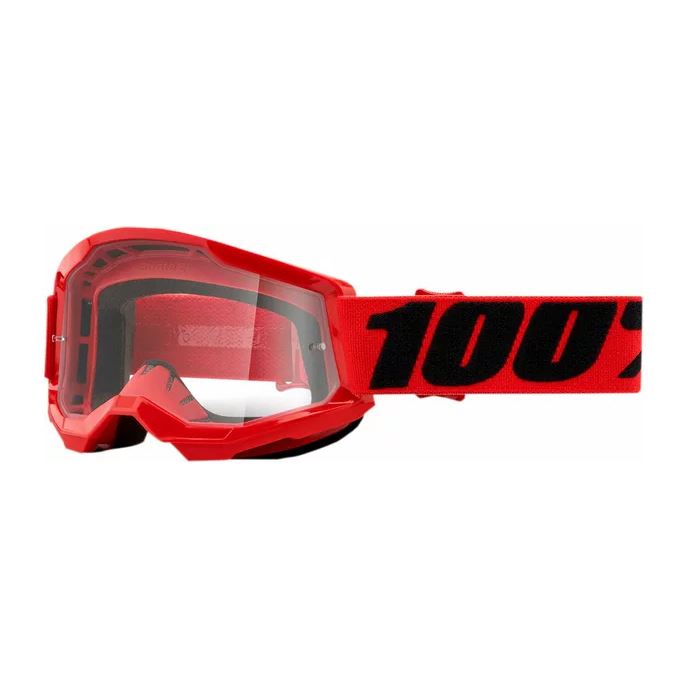 100% MX Goggles Strata 2 Youth Red Clear